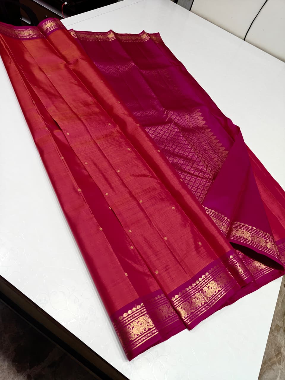 Rani Pink Elegant Party Wear Silk Saree